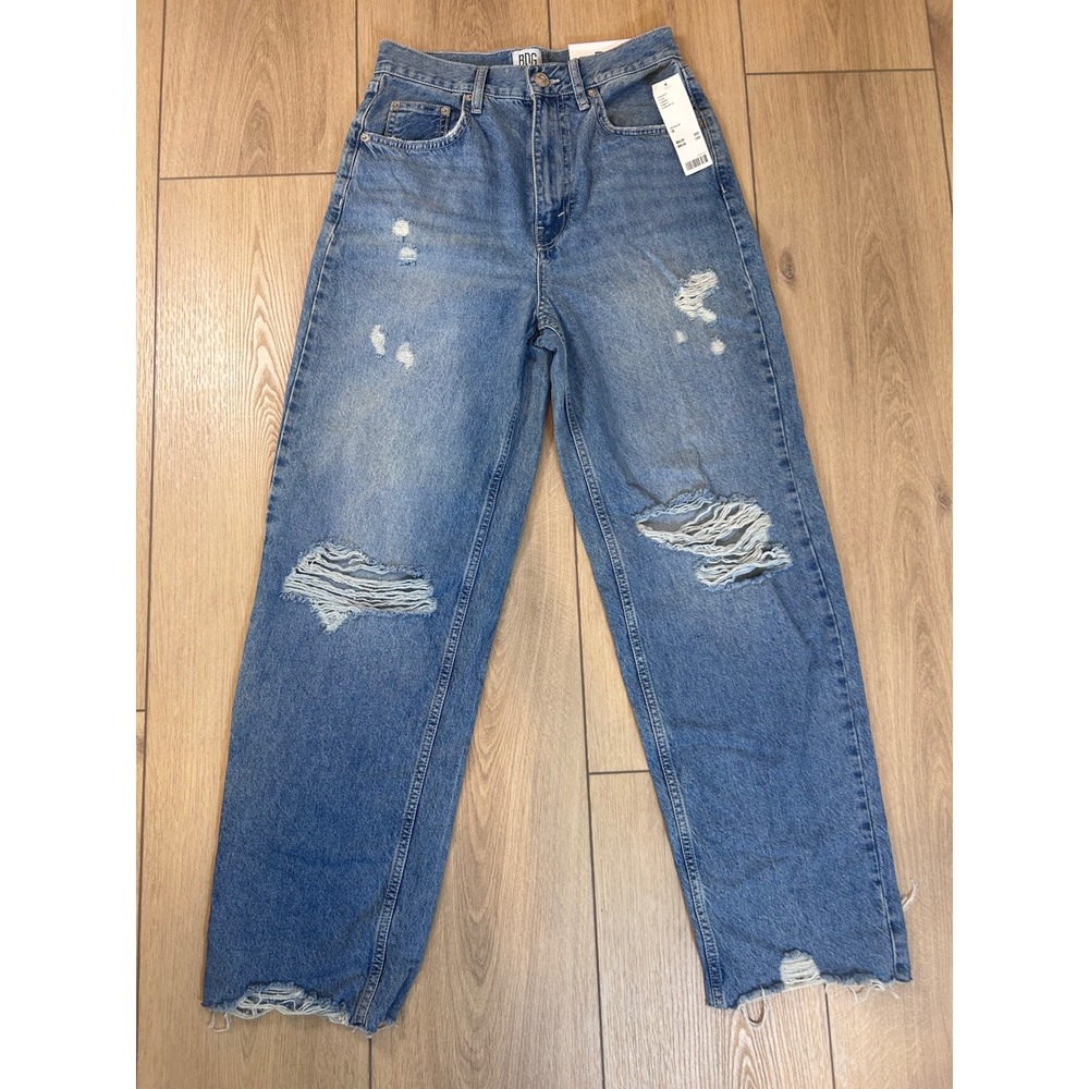 BDG Urban Outfitters High Rise Baggy Distressed Jeans Vintage Medium Wash 28 New